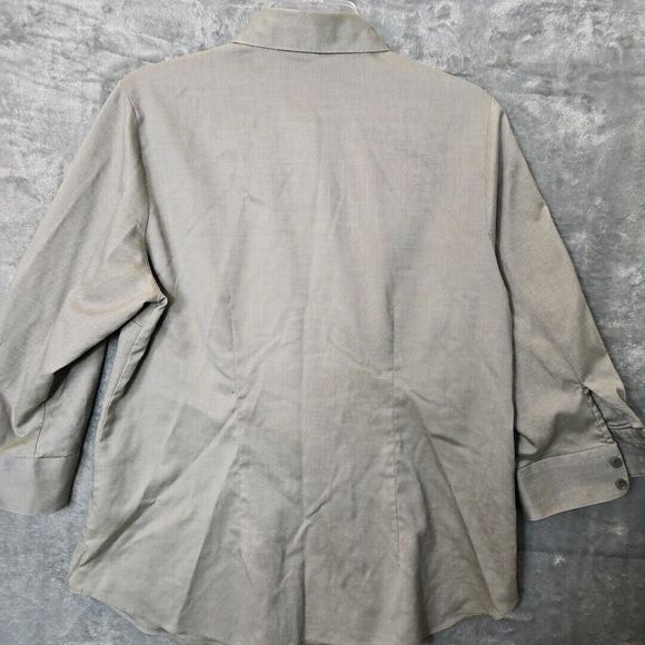 Coldwater Creek Sz 10-12 Pale green blouse 3/4 sleeve Cotton - Picture 8 of 10